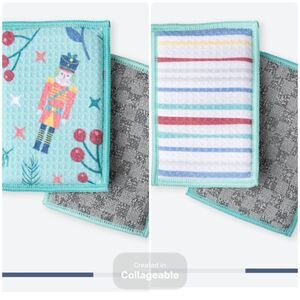 Norwex dual sided Sponges Nutcracker and Stripe LE NWT